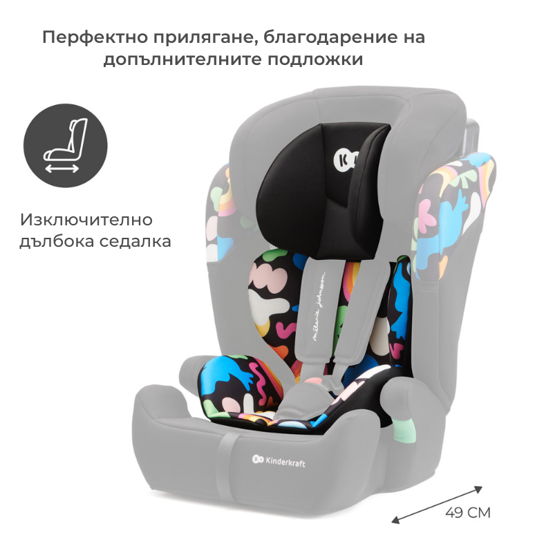 Kinderkraft столче за кола COMFORT UP i-Size HAPPY SHAPES